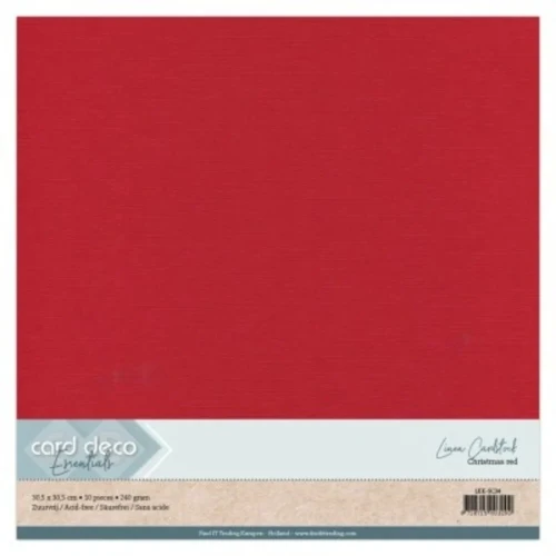 Karton dekoracyjny lniany 30,5 x 30,5 cm 10 arkuszy Christmas red LKK-SC34.webp