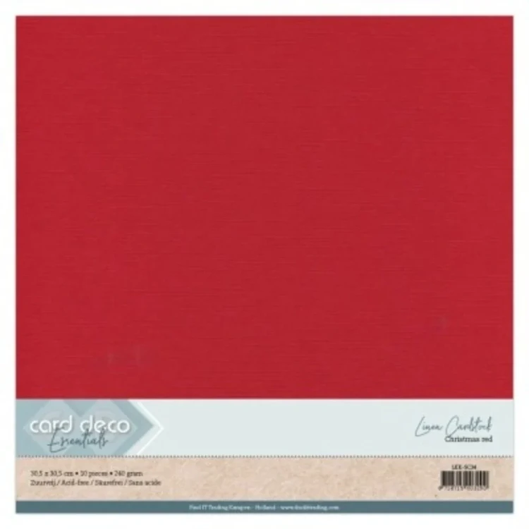 Karton dekoracyjny lniany 30,5 x 30,5 cm 10 arkuszy Christmas red LKK-SC34.webp