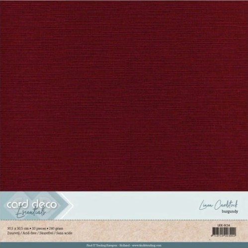 Karton dekoracyjny lniany 30,5 x 30,5 cm 10 arkuszy Burgundy LKK-SC14.jpg