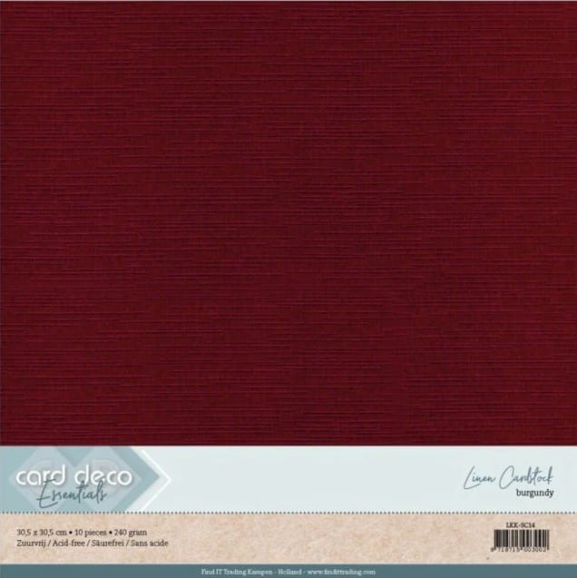 Karton dekoracyjny lniany 30,5 x 30,5 cm 10 arkuszy Burgundy LKK-SC14.jpg