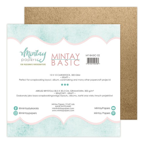 Zestaw papierów do scrapbookingu 30,5 x 30,5 cm - Basic, kraft, 6 ark. - Mintay MT-BASIC-02.jpg