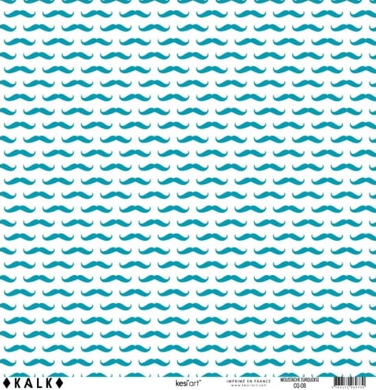 Kalka z nadrukiem 30x30 - Mustache turquoise - Kesi'Art CQ-08.jpg