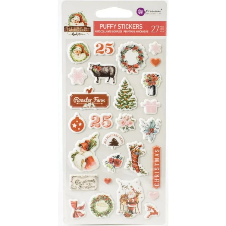 Naklejki Puffy stickers (27 szt) - Christmas In The Country - Prima Marketing 995362.jpg