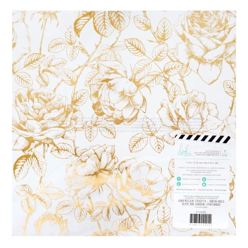 Kalka ze złoceniem 30x30 - Gold Foil Vellum Paper - Floral - Heidi Swapp 314425.webp