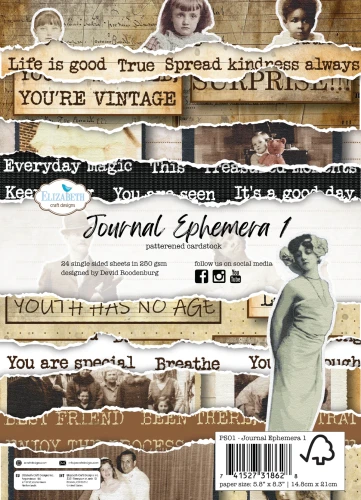 Zestaw papierów do scrapbookingu 15x21 Journal Ephemera 1 - ELIZABETH craft designs PS01-01.webp