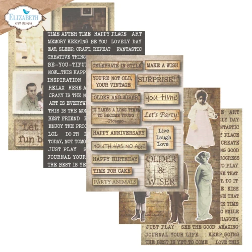 Zestaw papierów do scrapbookingu 15x21 Journal Ephemera 1 - ELIZABETH craft designs PS01-02.webp
