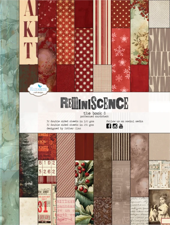 Zestaw papierów do scrapbookingu 19x25,5 "Reminiscence The Book 8" - ELIZABETH craft designs PB08-1.webp
