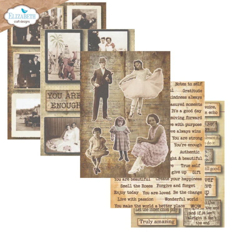 Zestaw papierów do scrapbookingu 15x21 Journal Ephemera 1 - ELIZABETH craft designs PS01-03.webp