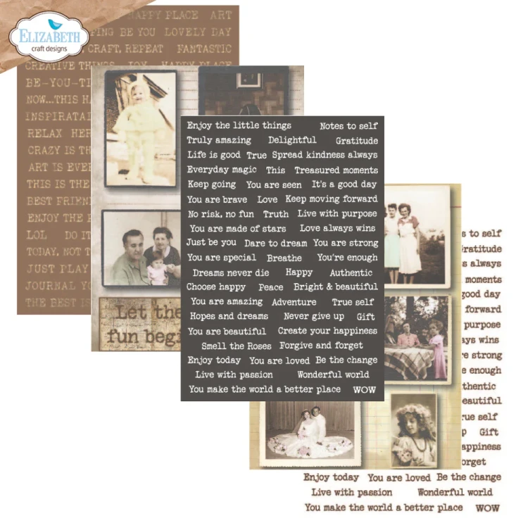 Zestaw papierów do scrapbookingu 15x21 Journal Ephemera 1 - ELIZABETH craft designs PS01-04.webp