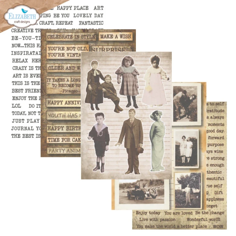 Zestaw papierów do scrapbookingu 15x21 Journal Ephemera 1 - ELIZABETH craft designs PS01-05.webp