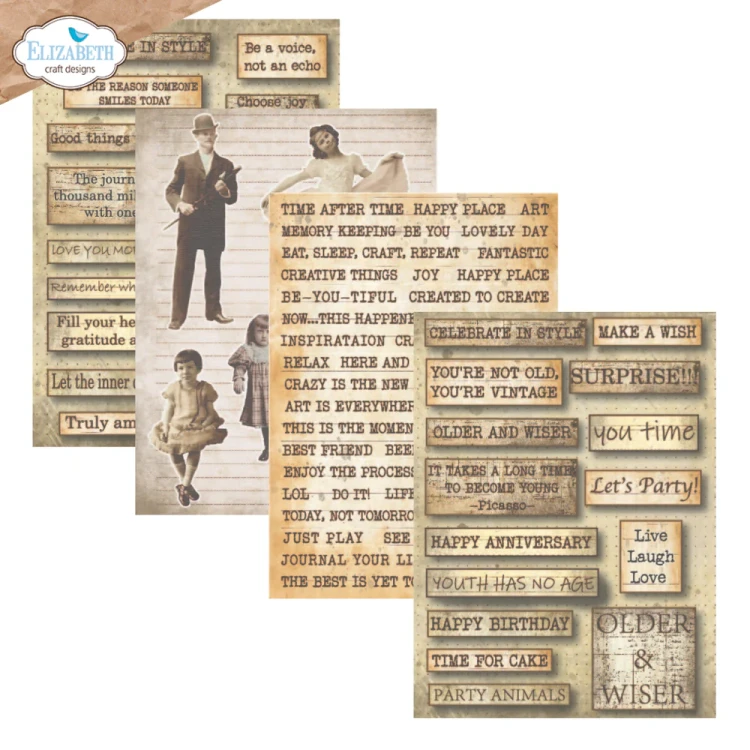 Zestaw papierów do scrapbookingu 15x21 Journal Ephemera 1 - ELIZABETH craft designs PS01-06.webp