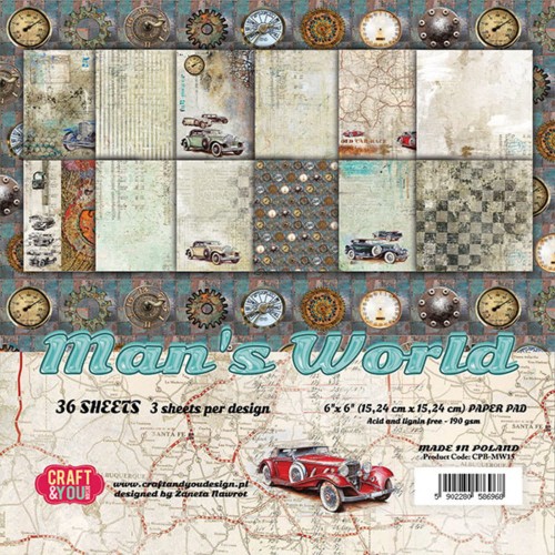 Zestaw papierów do scrapbookingu 15x15 - Man's World - Craft&amp;you CPB-MAN15.jpg