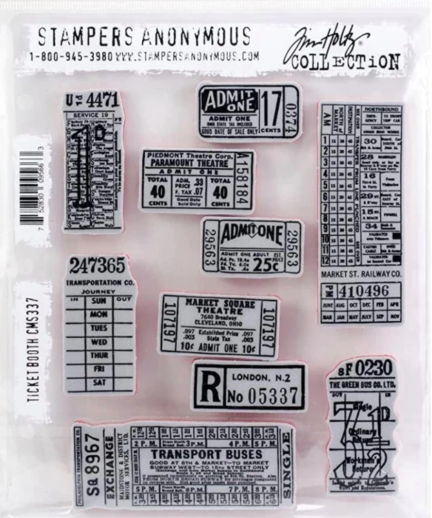 Zestaw stempli gumowych Ticket Booth bilety Tim Holtz Stampers Anonymous CMS337.jpg