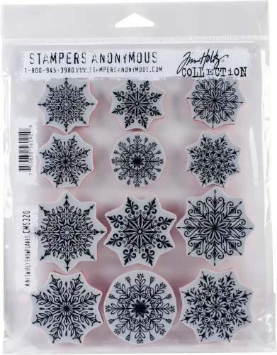 Zestaw stempli gumowych Mini Swirly Snowflakes Tim Holtz Stampers Anonymous CMS320.webp