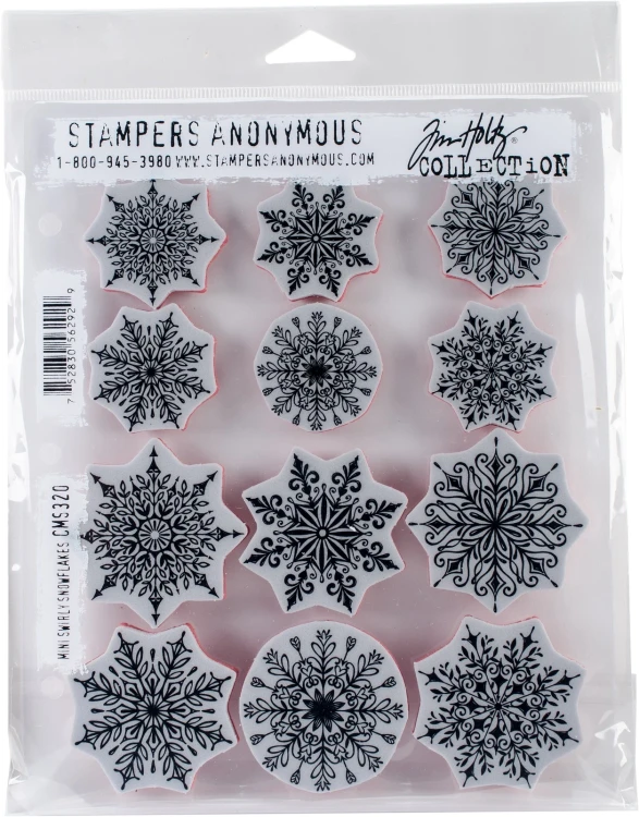 Zestaw stempli gumowych Mini Swirly Snowflakes Tim Holtz Stampers Anonymous CMS320.webp
