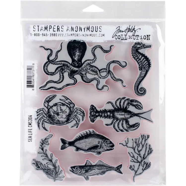Zestaw stempli gumowych Sea Life Tim Holtz Stampers Anonymous CMS304.webp