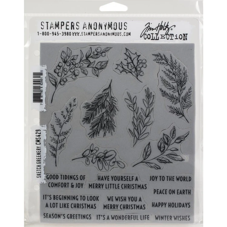 Zestaw stempli gumowych Sketch Greenery Tim Holtz Stampers Anonymous CMS429-1.webp