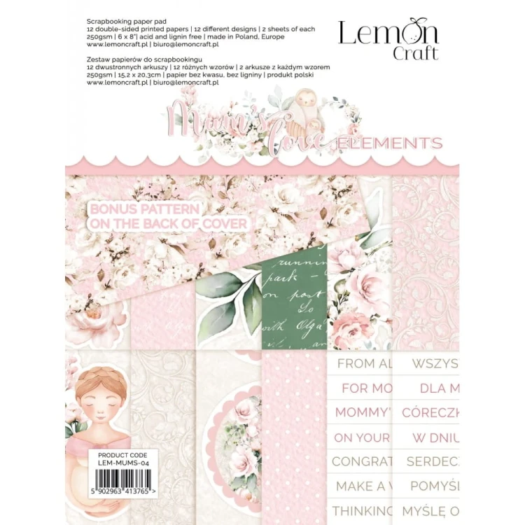 Zestaw papierów 15x20 Mum's Love Elements - LemonCraft LEM-MUMS-04-1.webp