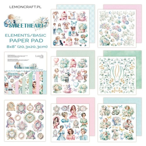 Zestaw papierów 20x20 Sweetheart Elements &amp; Basic - LemonCraft LEM-SWEETHA-03-all-set.webp
