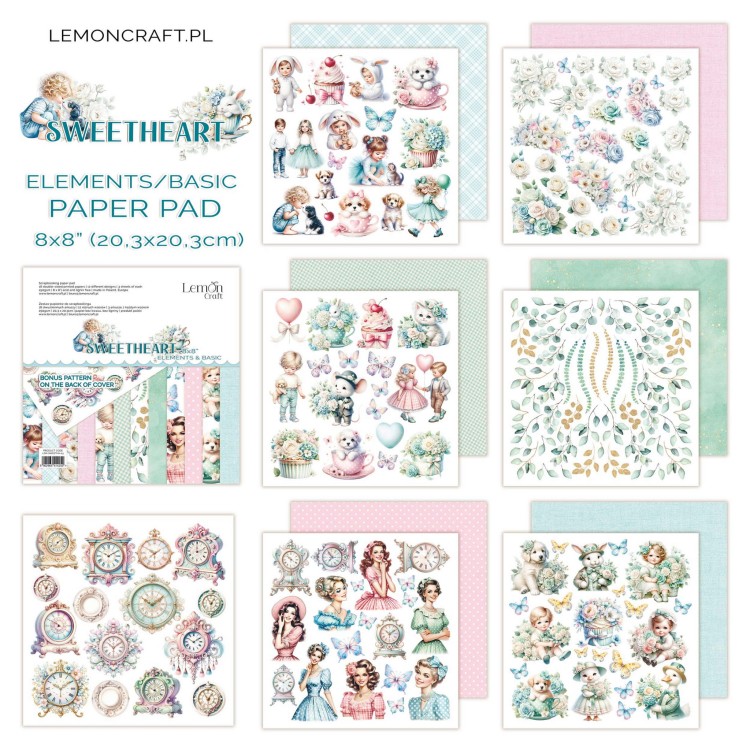 Zestaw papierów 20x20 Sweetheart Elements &amp; Basic - LemonCraft LEM-SWEETHA-03-all-set.webp