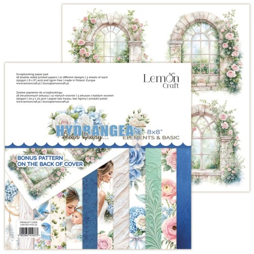Zestaw papierów 20x20 Dear Diary... Hydrangea Elements &amp; Basic - LemonCraft LEM-DD-HYD-03.jpg