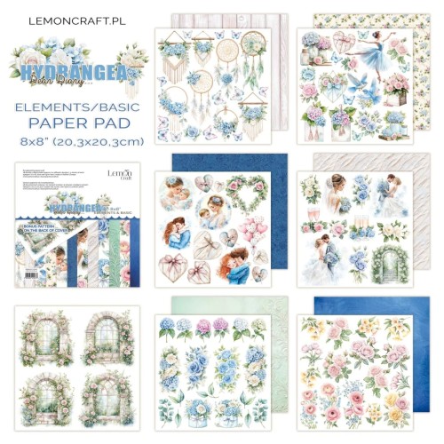 Zestaw papierów 20x20 Dear Diary... Hydrangea Elements &amp; Basic - LemonCraft LEM-DD-HYD-03-1.jpg