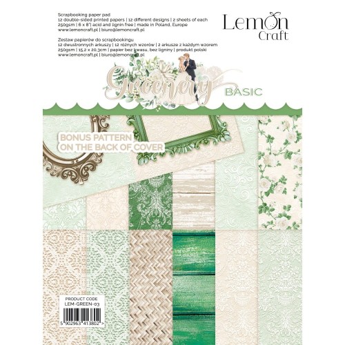 Zestaw papierów 15x20 Greenery Basic - LemonCraft LEM-GREEN-03.jpg
