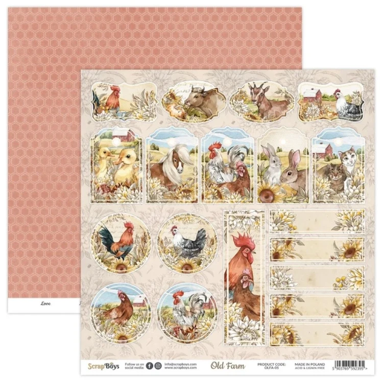 Zestaw papierów do scrapbookingu 20x20 Old Farm - ScrapBoys OLFA-10-5.webp