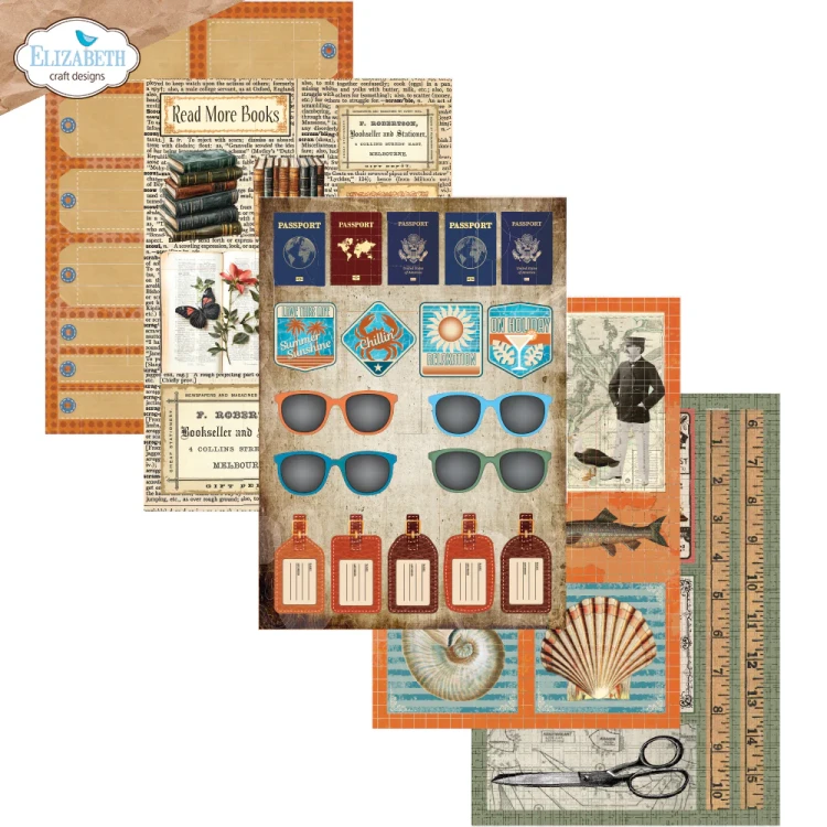 Zestaw papierów do scrapbookingu 15x21 Everyday Ephemera 2 - ELIZABETH craft designs PS03-05.webp