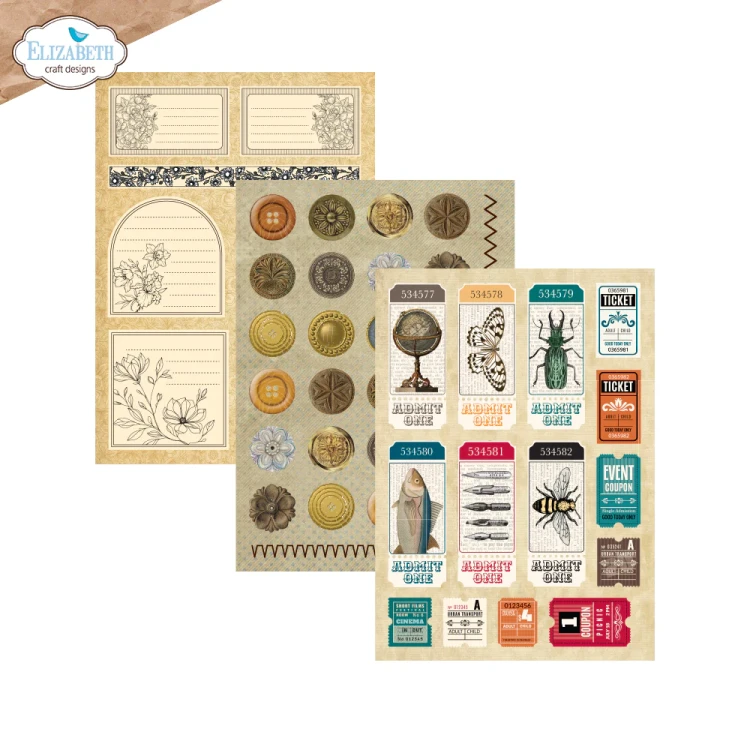 Zestaw papierów do scrapbookingu 15x21 Everyday Ephemera 2 - ELIZABETH craft designs PS03-06.webp