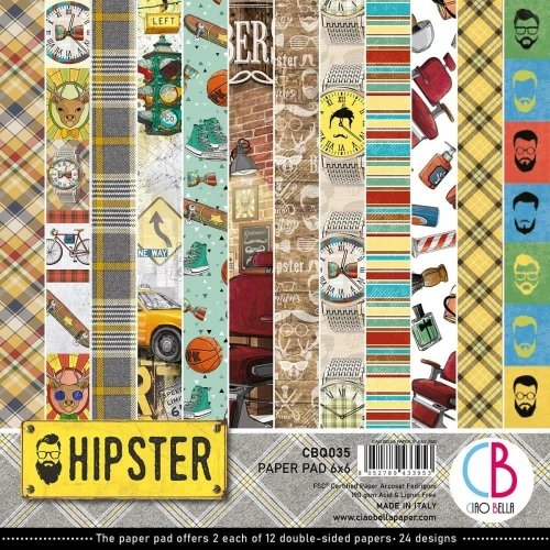 Zestaw papierów - Hipster - 15x15cm /24 szt Ciao Bella CBQ035.webp