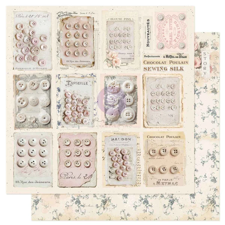 Zestaw papierów - Buttons &amp; Keepsakes - 20x20cm - Prima Marketing 982362-4.jpg