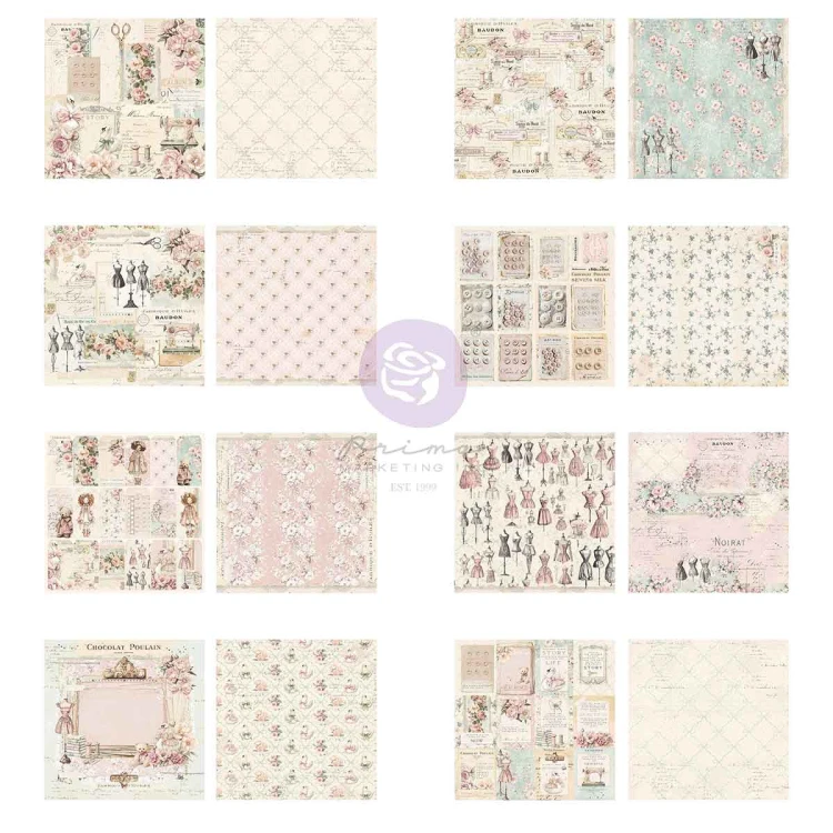Zestaw papierów - Buttons &amp; Keepsakes - 20x20cm - Prima Marketing 982362-8.jpg