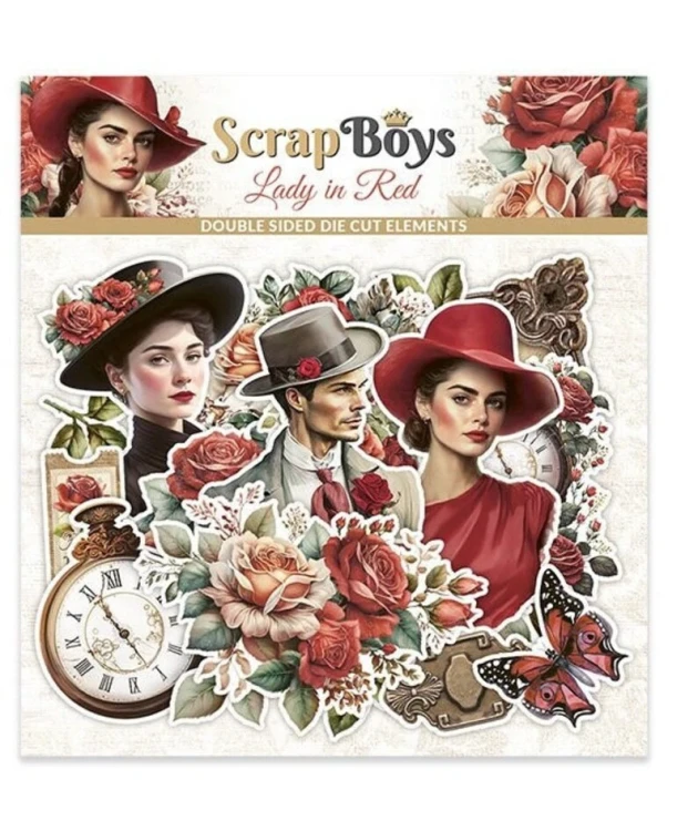 Ozdoby papierowe die-cuts Lady in Red - ScrapBoys LARE-12.webp