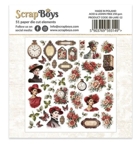 Ozdoby papierowe die-cuts Lady in Red - ScrapBoys LARE-12-1.webp