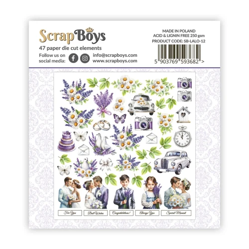 Ozdoby papierowe die-cuts Lavender Love - ScrapBoys SB-LALO-12-1.webp