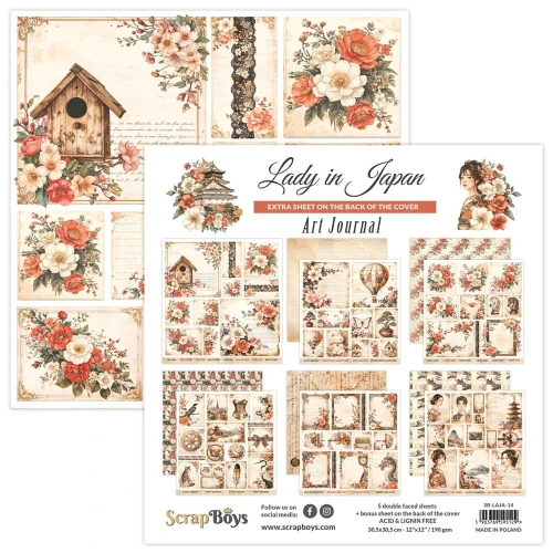 Zestaw papierów do scrapbookingu 30x30 Art Journal - Lady in Japan - ScrapBoys LAJA-14.webp