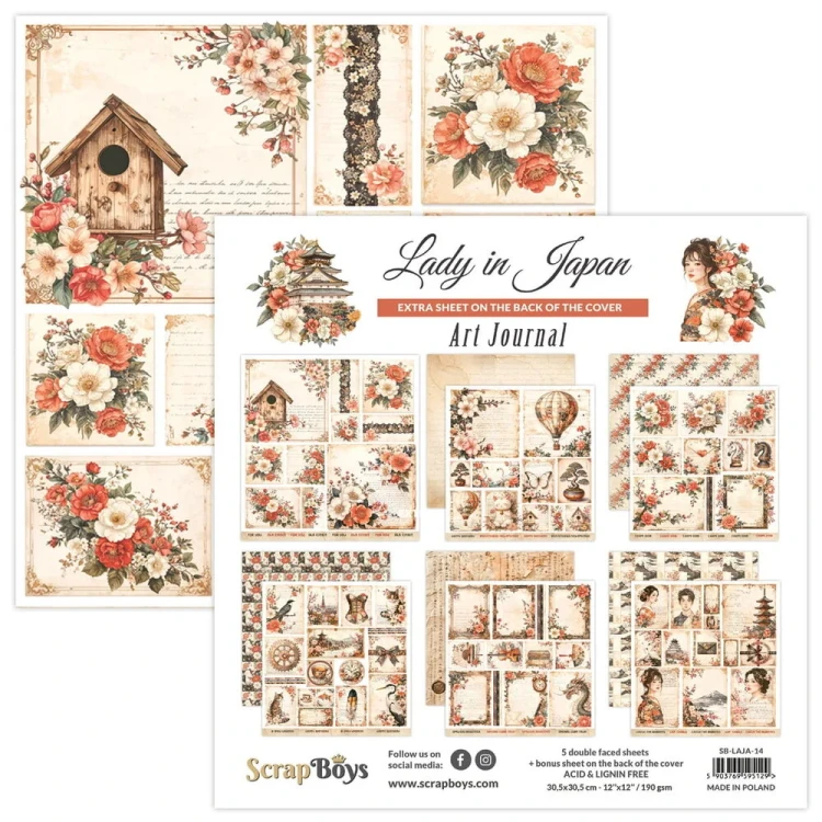 Zestaw papierów do scrapbookingu 30x30 Art Journal - Lady in Japan - ScrapBoys LAJA-14.webp
