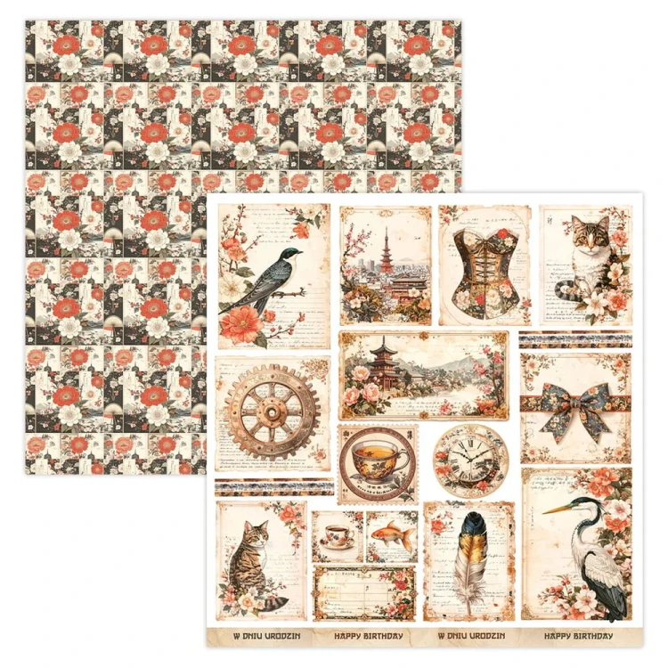 Zestaw papierów do scrapbookingu 30x30 Art Journal - Lady in Japan - ScrapBoys LAJA-14-4.webp