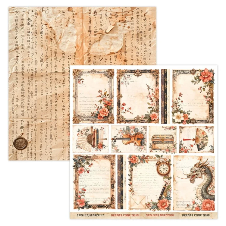 Zestaw papierów do scrapbookingu 30x30 Art Journal - Lady in Japan - ScrapBoys LAJA-14-5.webp