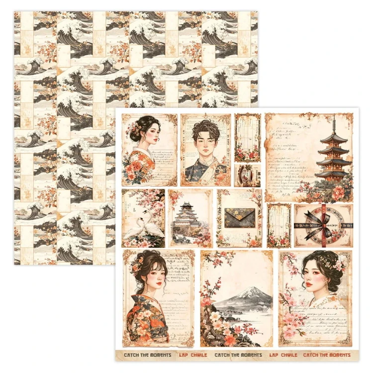 Zestaw papierów do scrapbookingu 30x30 Art Journal - Lady in Japan - ScrapBoys LAJA-14-6.webp