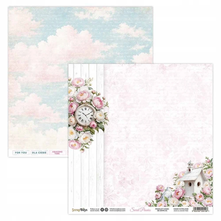 Zestaw papierów do scrapbookingu 30x30 Sweet Peonies - ScrapBoys SWPE-08-2.jpg