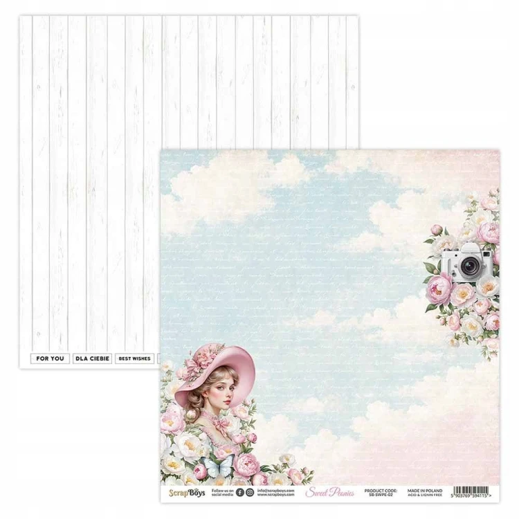 Zestaw papierów do scrapbookingu 30x30 Sweet Peonies - ScrapBoys SWPE-08-3.jpg