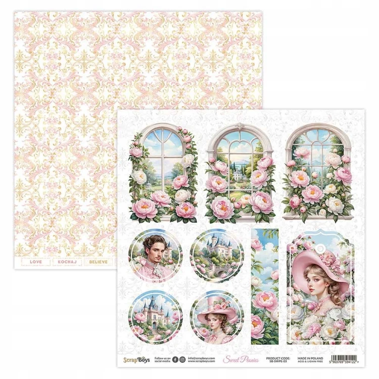 Zestaw papierów do scrapbookingu 30x30 Sweet Peonies - ScrapBoys SWPE-08-4.jpg