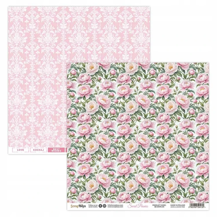 Zestaw papierów do scrapbookingu 30x30 Sweet Peonies - ScrapBoys SWPE-08-5.jpg