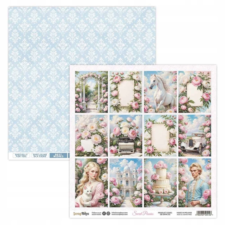 Zestaw papierów do scrapbookingu 30x30 Sweet Peonies - ScrapBoys SWPE-08-6.jpg