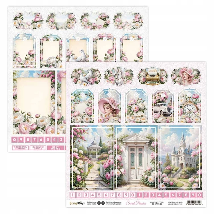 Zestaw papierów do scrapbookingu 30x30 Sweet Peonies - ScrapBoys SWPE-08-7.jpg