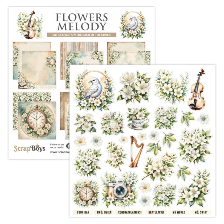 Zestaw papierów do scrapbookingu 30x30 Flowers Melody - ScrapBoys FLME-08-01.jpg