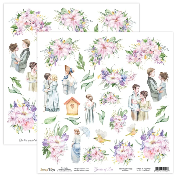 Arkusz papieru do scrapbookingu 30x30 Garden of Love 07 - ScrapBoys (GALO-07)