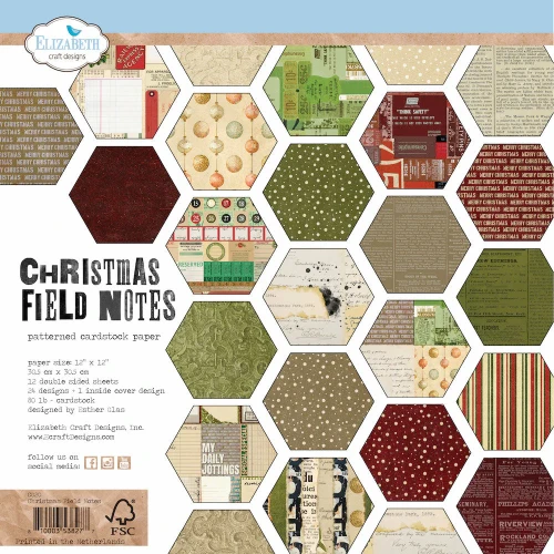 C020-1 Zestaw papierów do scrapbookingu 30x30 Christmas Field Notes - ELIZABETH craft designs